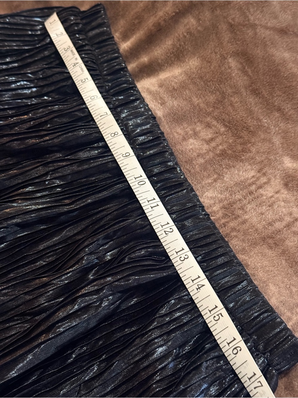 LOFT Metallic Black Pleated Midi Skirt